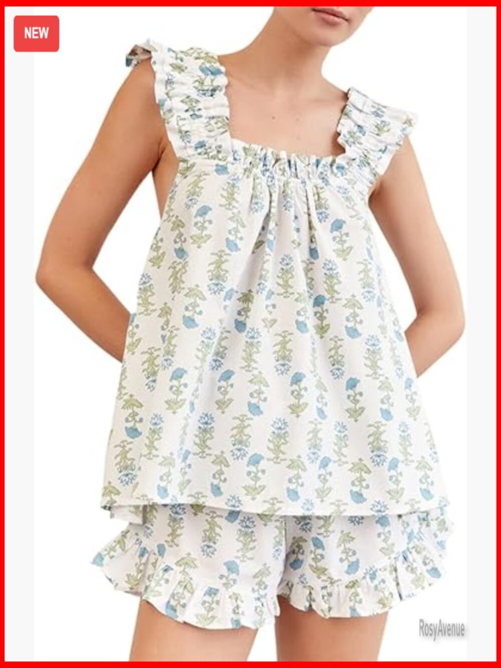 Women's Cami and Shorts 2-Piece Pajama Set with Ruffle Trim